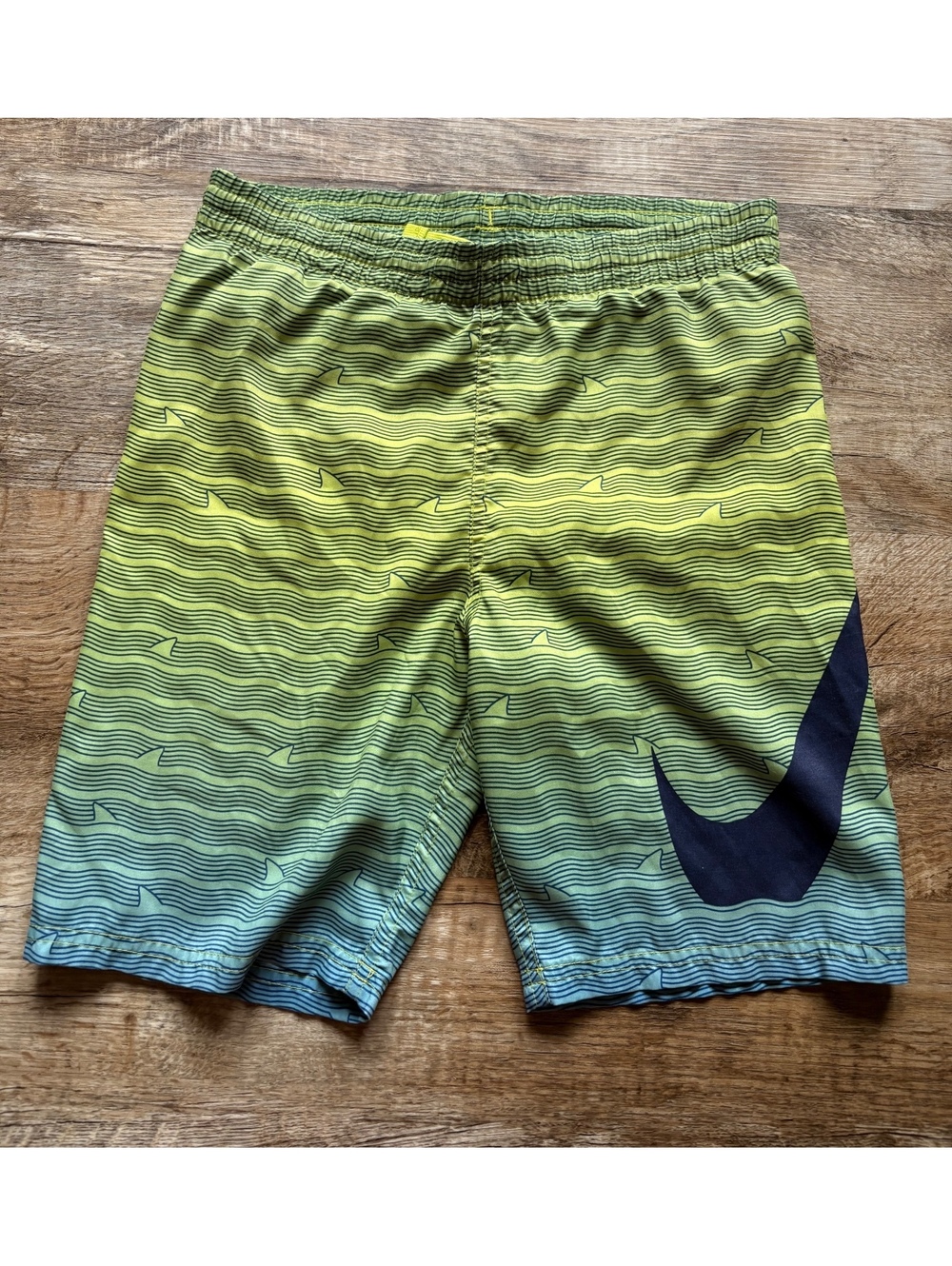 Nike Boys' Swim Trunks Medium Green Gradient with Shark Fin Pattern